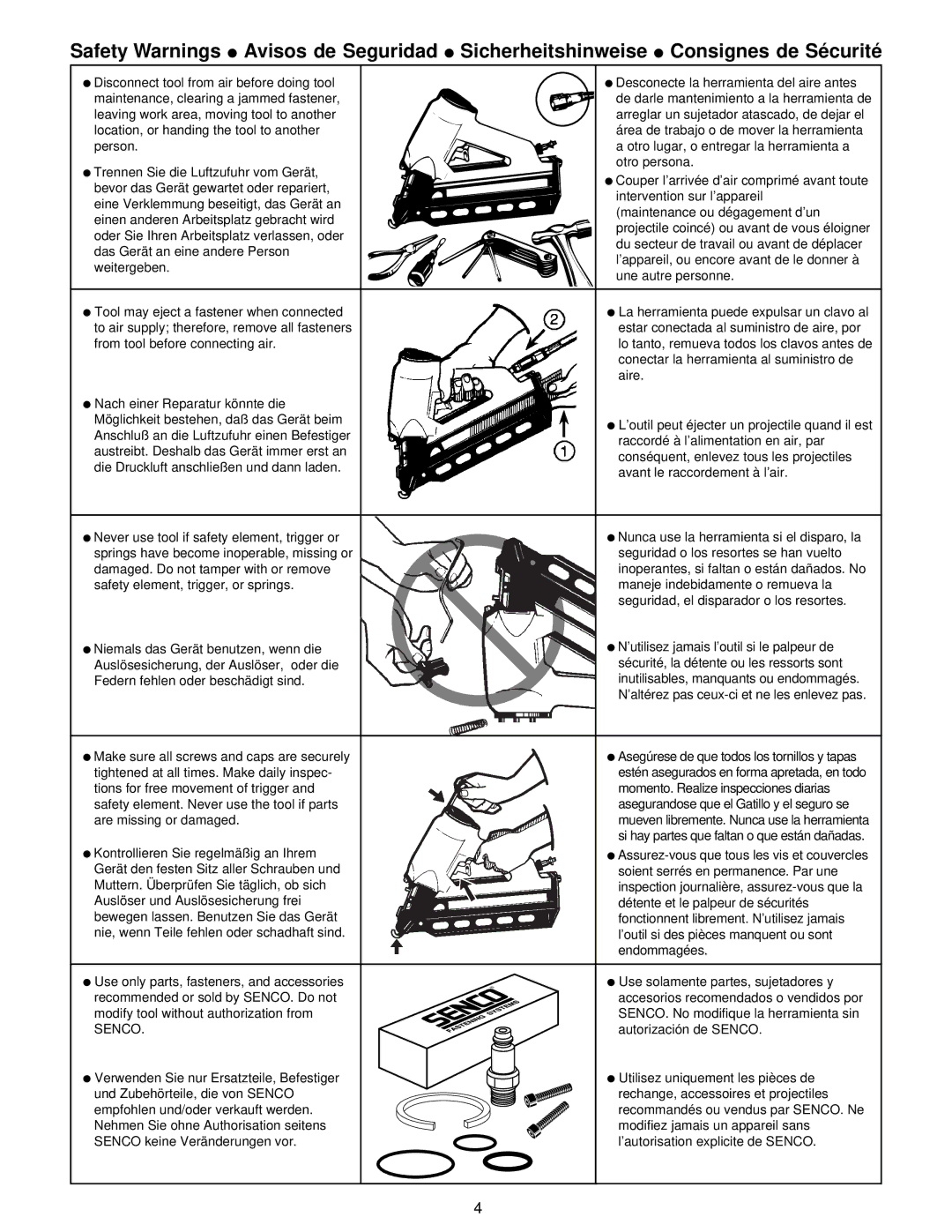 Senco SN4, SFN2, SN1, SN2 Plus, SN3 operating instructions Senco 