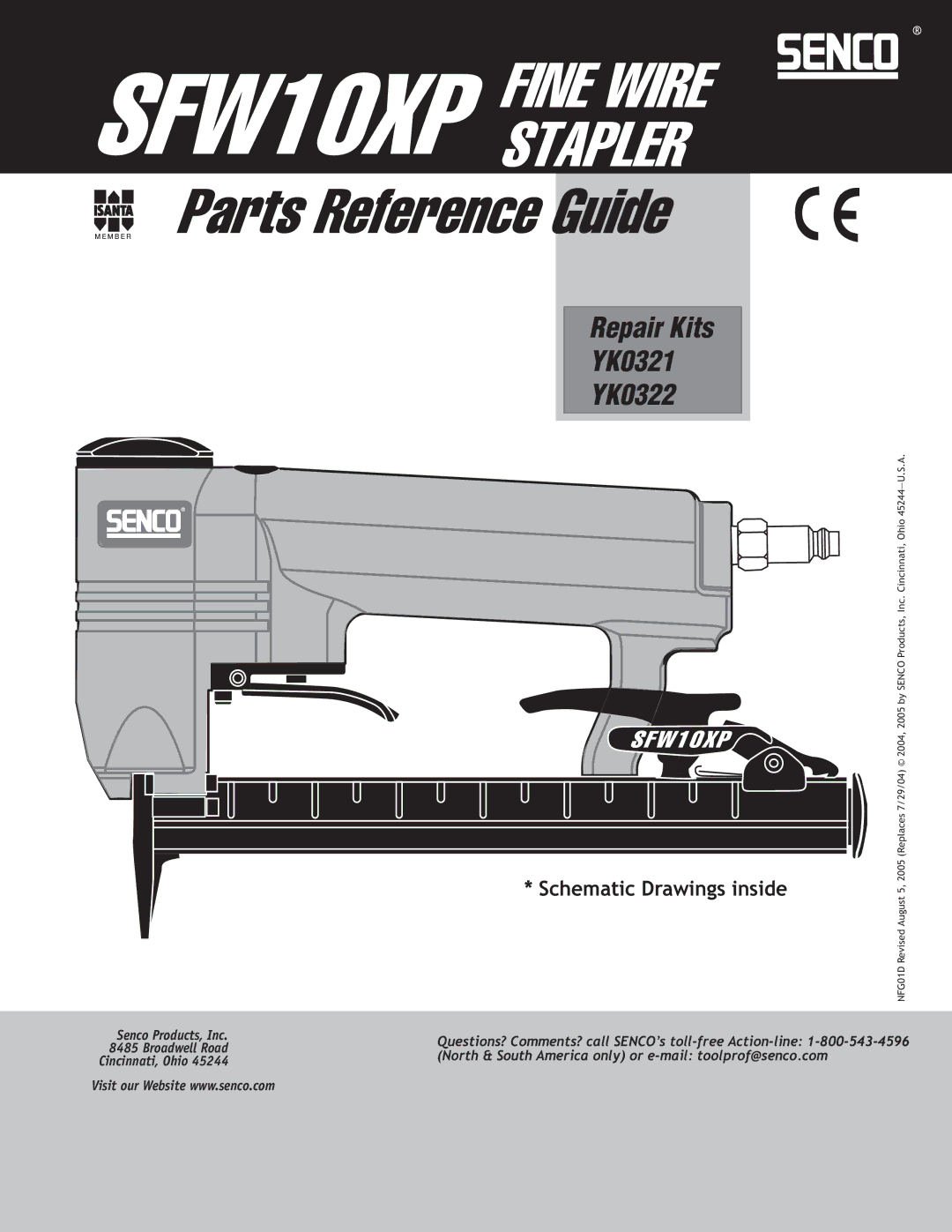 Senco YK0321, YK0322 manual SFW10XP Fine Wire Stapler 