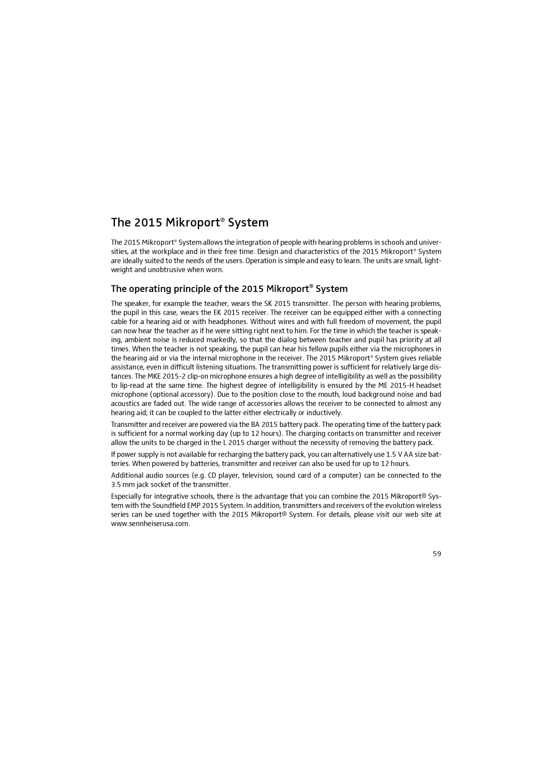 Sennheiser manual Operating principle of the 2015 Mikroport System 