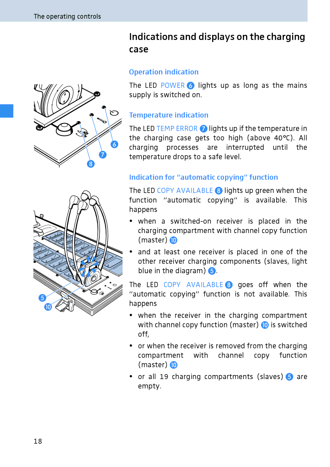 Sennheiser 2020 manual Indications and displays on the charging case, Operation indication, Temperature indication 