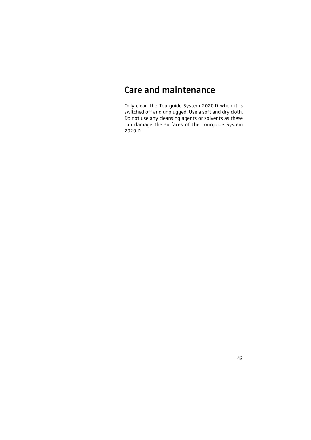 Sennheiser 2020 manual Care and maintenance 