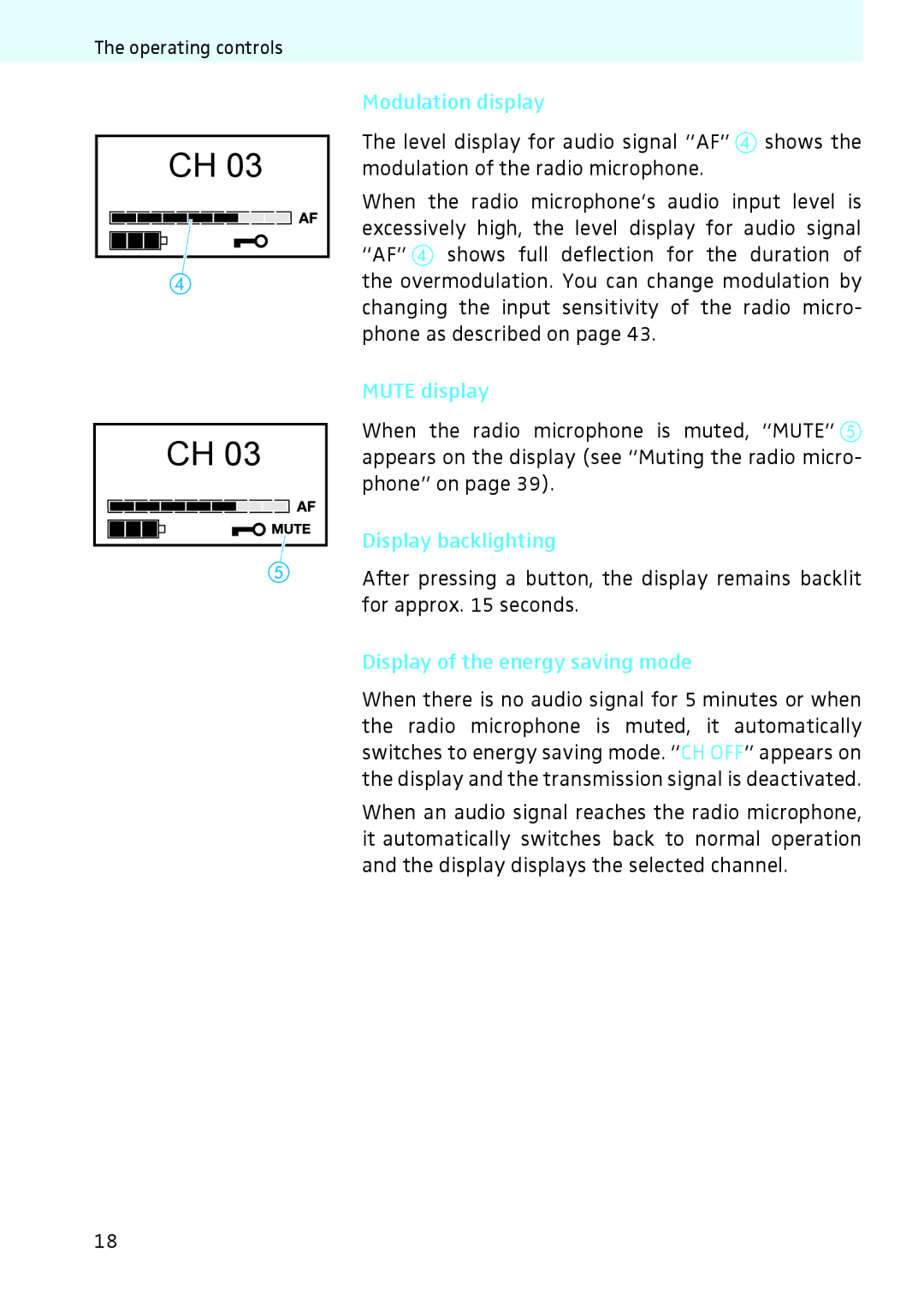 Sennheiser 2020 instruction manual Modulation display 