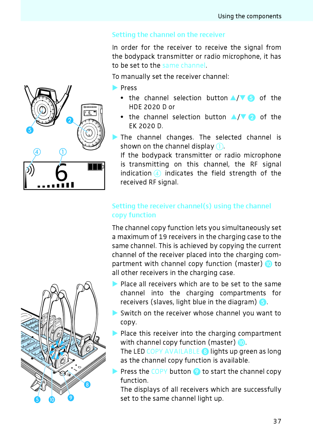 Sennheiser 2020 instruction manual Setting the channel on the receiver 