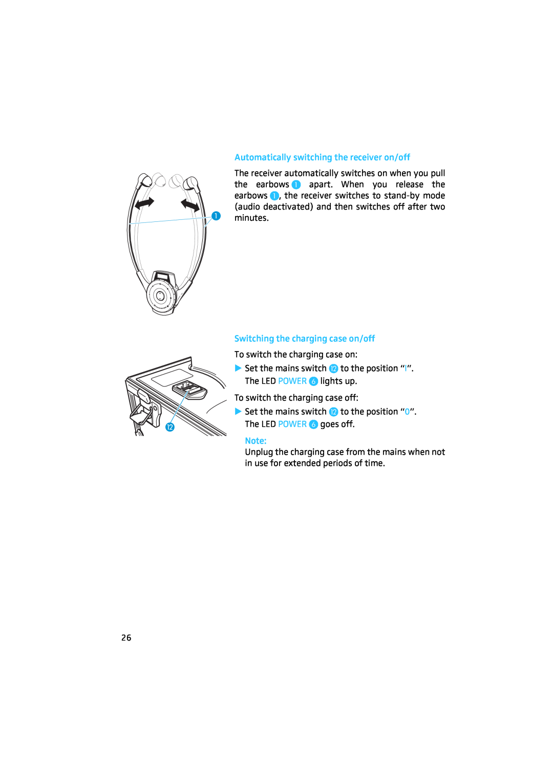 Sennheiser 2020 manual To switch the charging case on 