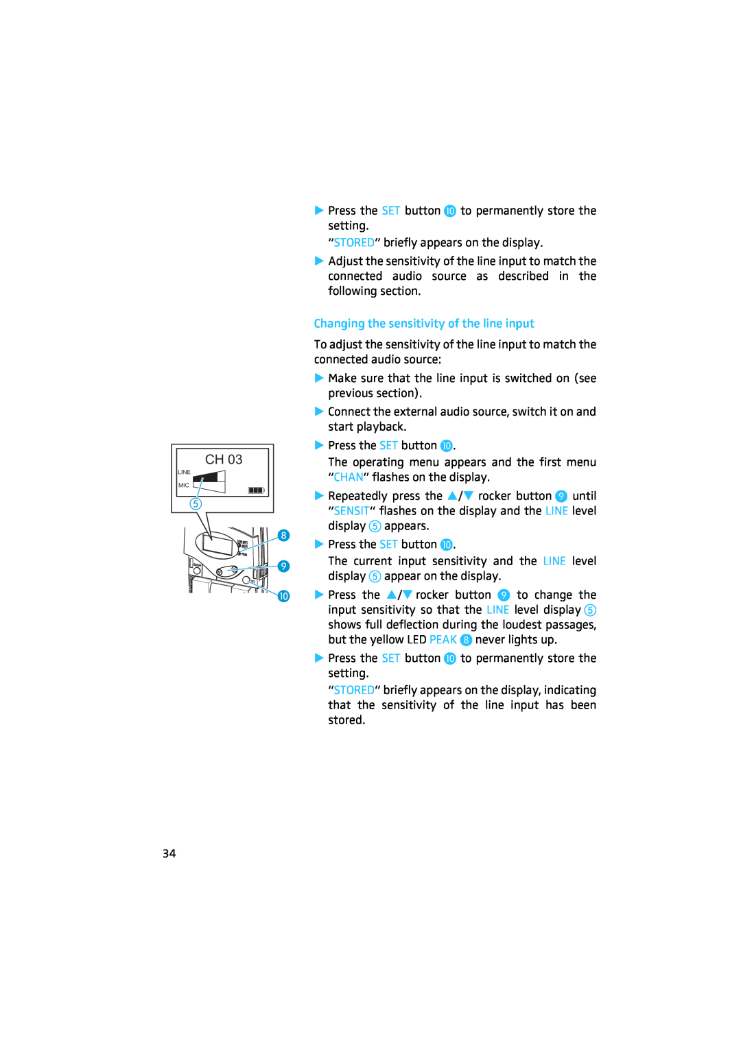 Sennheiser 2020 manual Press the SET button 