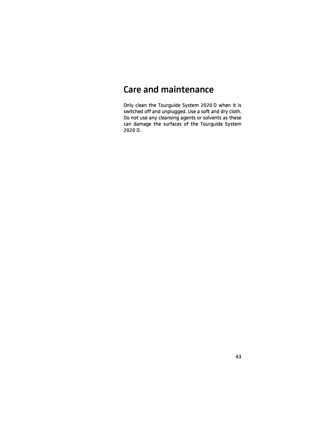 Sennheiser 2020 manual Care and maintenance 