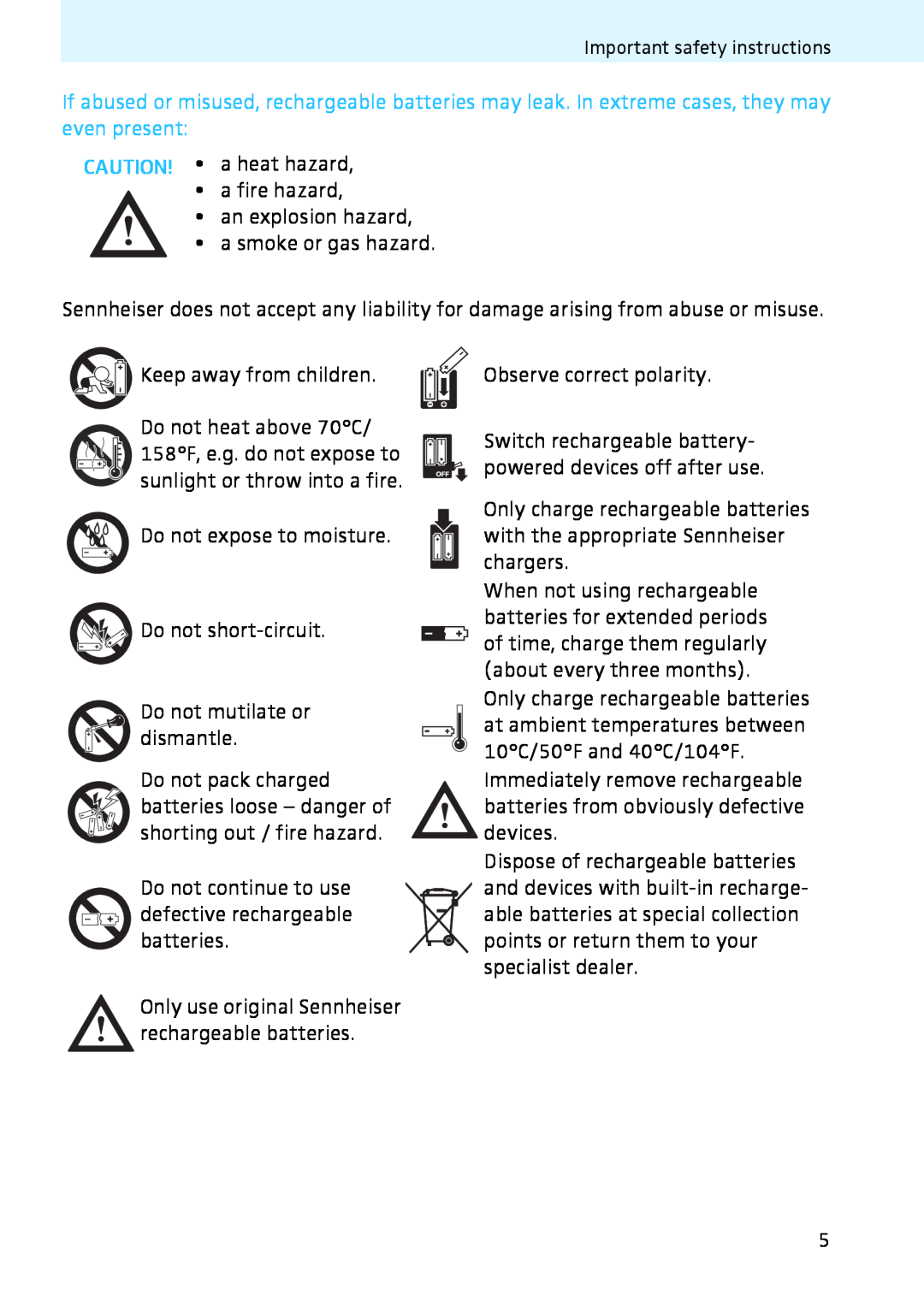 Sennheiser 2020 instruction manual CAUTION! a heat hazard a fire hazard 
