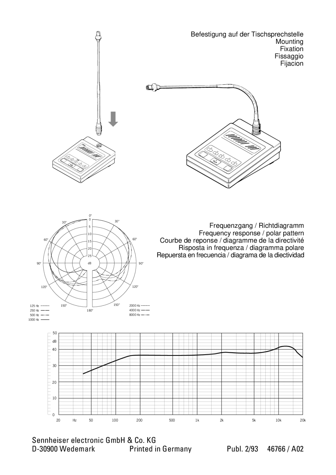 Sennheiser 20230 manual Sennheiser electronic GmbH & Co. KG Wedemark 