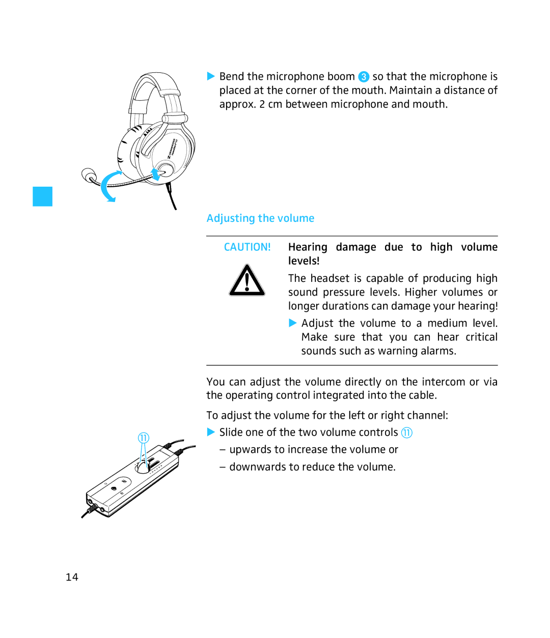 Sennheiser 250 instruction manual Adjusting the volume 