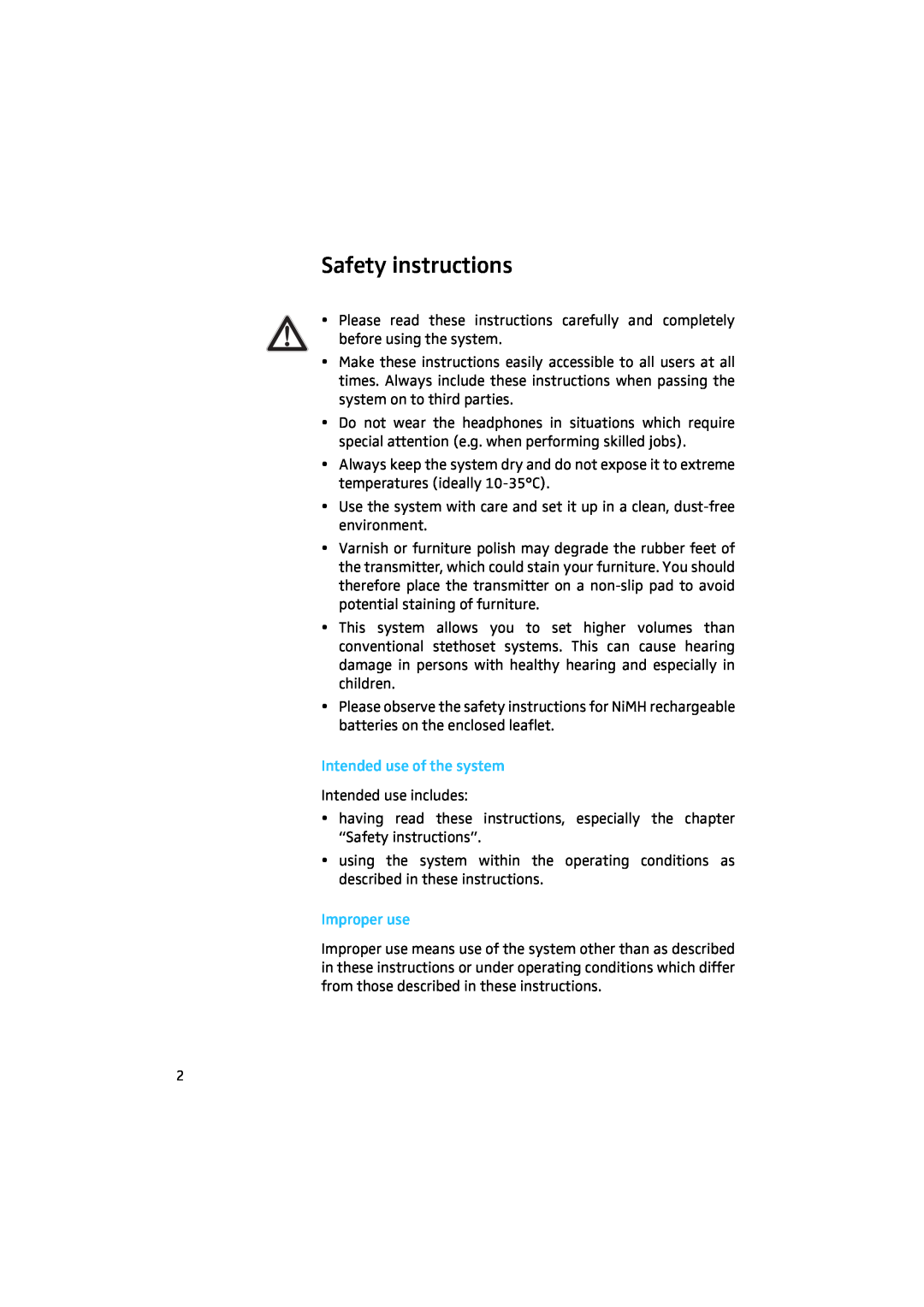Sennheiser 50 manual Safety instructions 