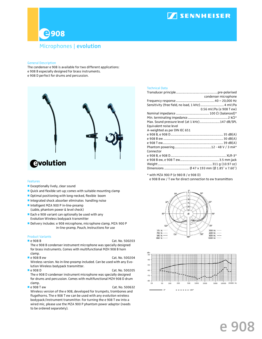 Sennheiser 500203 dimensions Microphones evolution, General Description, Features, Product Variants, Technical Data 