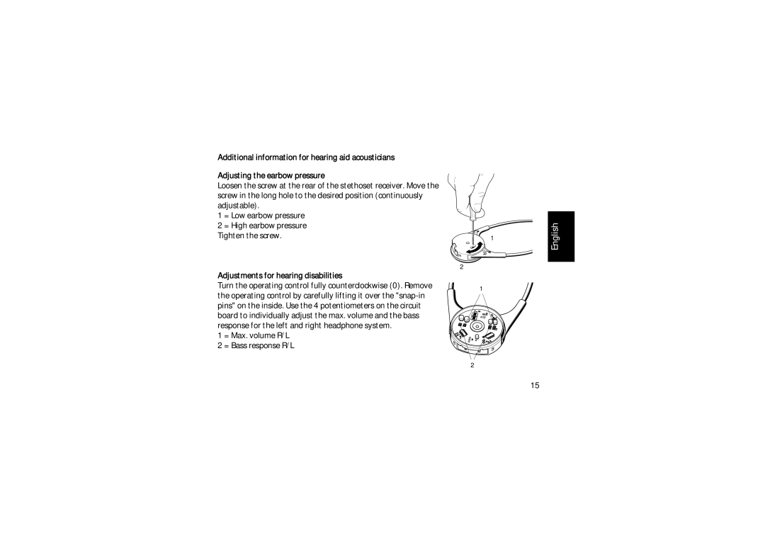 Sennheiser 810 instruction manual Adjustments for hearing disabilities 