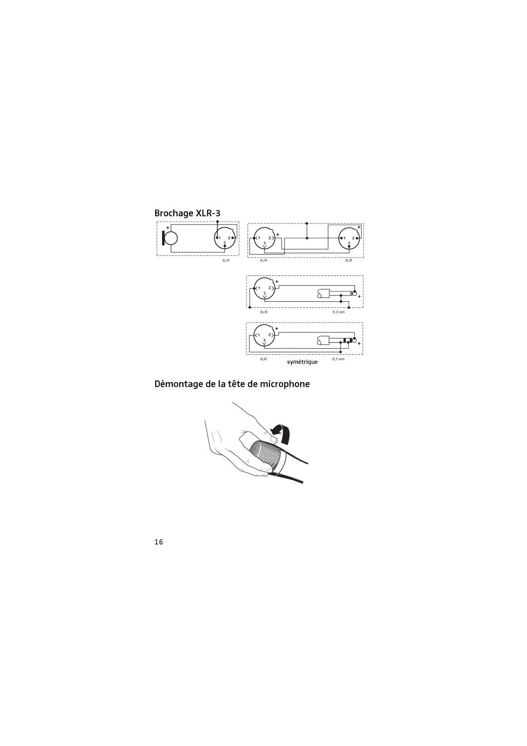 Sennheiser 905 manual Brochage XLR-3, Démontage de la tête de microphone 