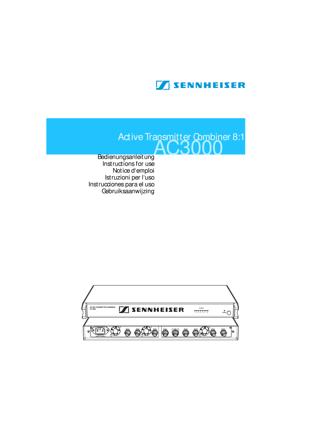 Sennheiser AC 3000 manual Active Transmitter Combiner 