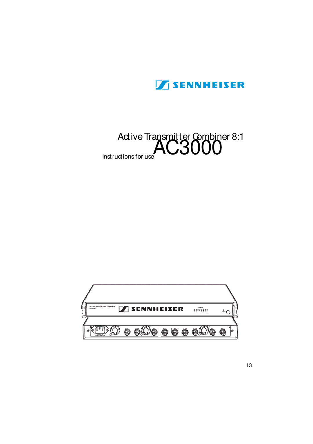 Sennheiser AC 3000 manual Active Transmitter Combiner 