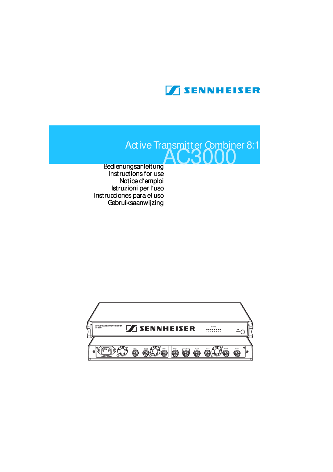Sennheiser manual BedienungsanleitungAC 3000 Instructions for use, Active Transmitter Combiner 
