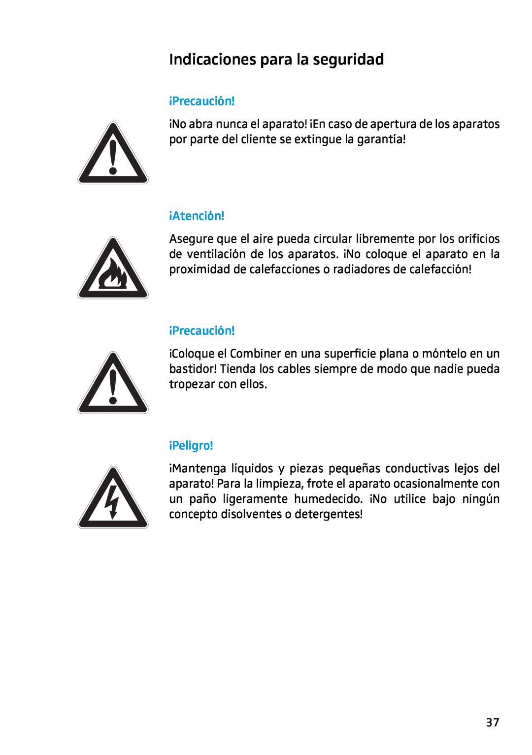 Sennheiser AC2 manual Indicaciones para la seguridad, ¡Precaución, ¡Atención, ¡Peligro 