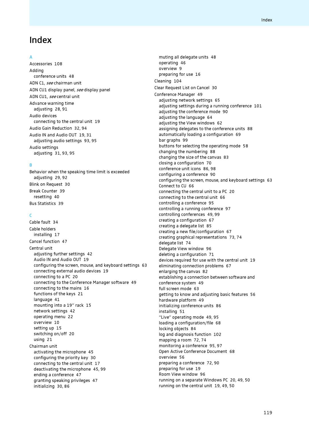 Sennheiser ADN instruction manual Index 