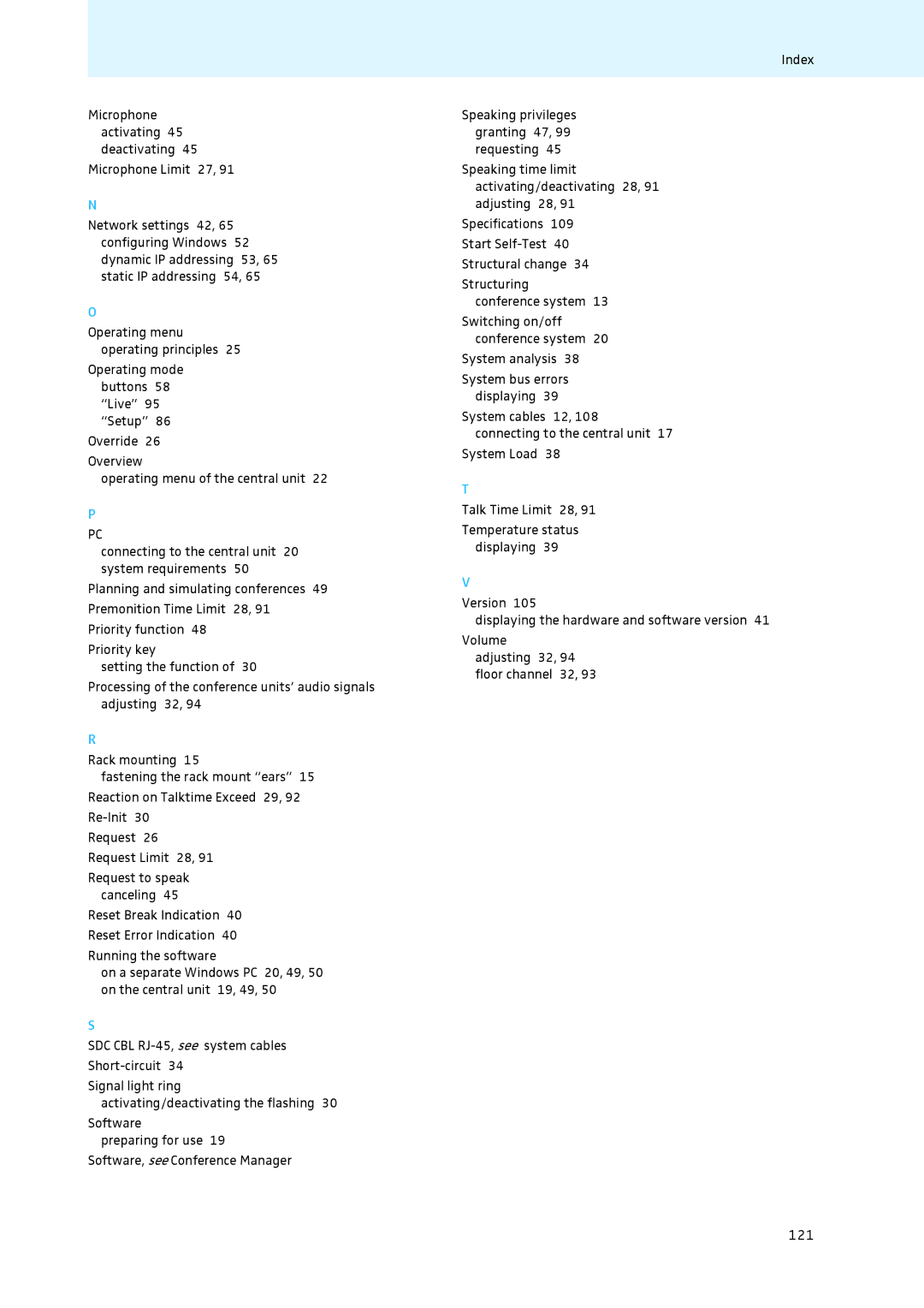 Sennheiser ADN instruction manual Microphone activating 45 deactivating Microphone Limit 27, System analysis 