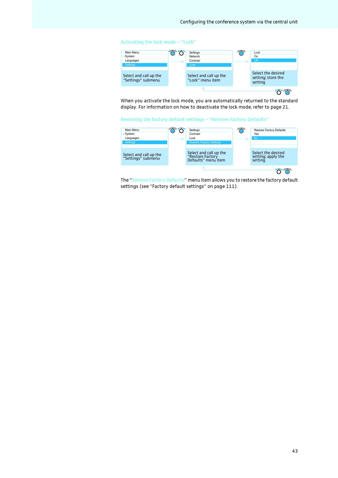 Sennheiser ADN instruction manual Activating the lock mode Lock 