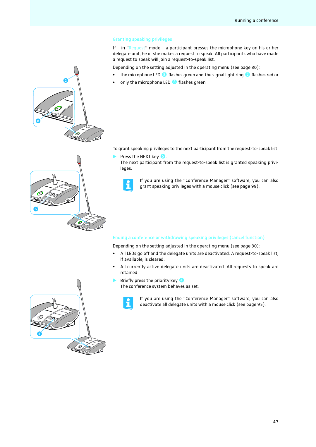 Sennheiser ADN instruction manual Granting speaking privileges 