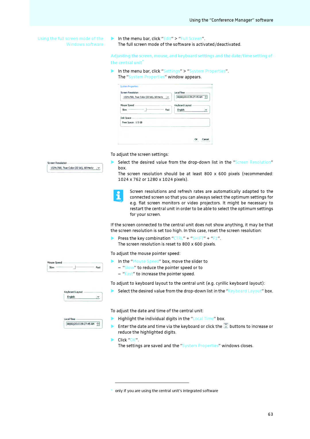 Sennheiser ADN instruction manual Menu bar, click Edit Full Screen, Windows software 