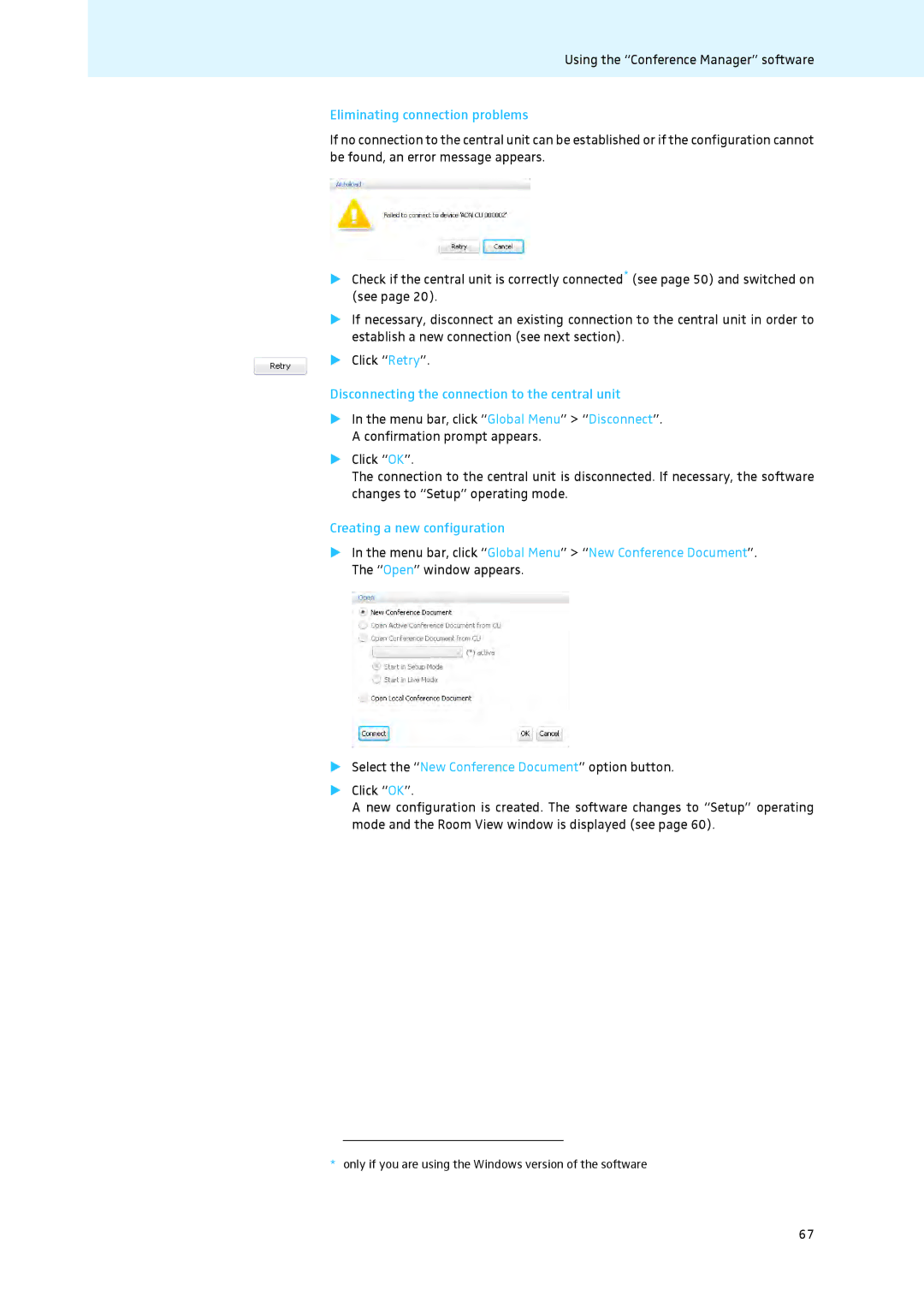 Sennheiser ADN instruction manual Eliminating connection problems, Disconnecting the connection to the central unit 