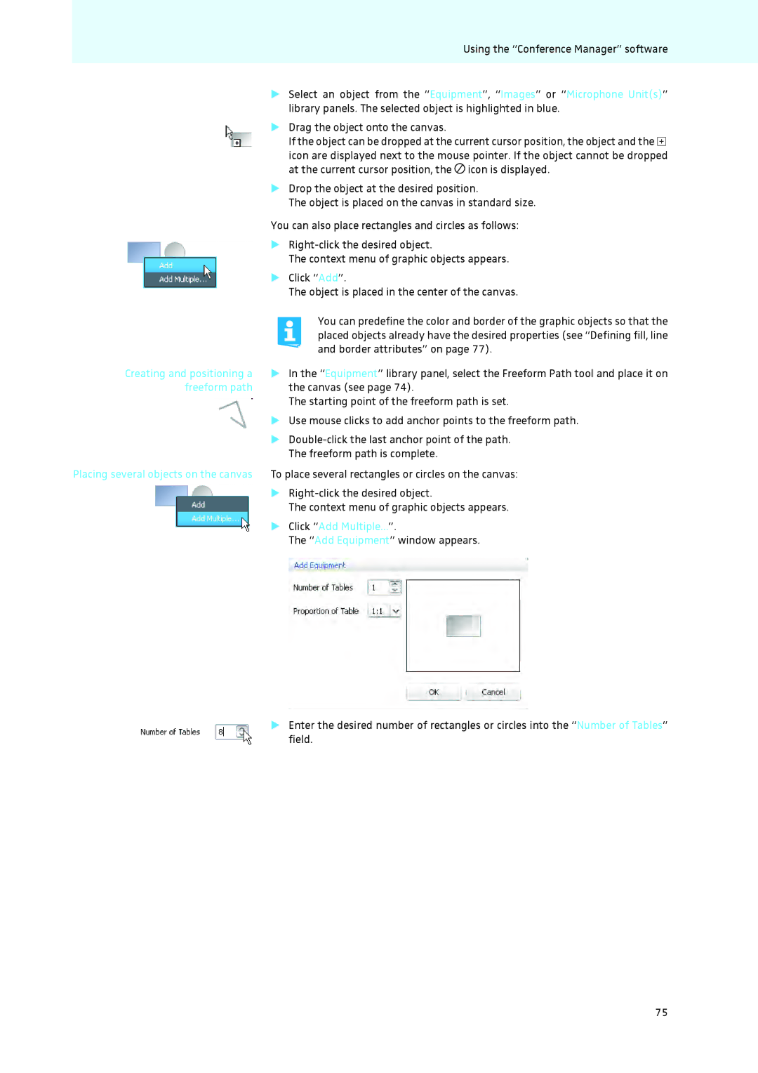 Sennheiser ADN instruction manual Creating and positioning a, Freeform path, Click Add Multiple 