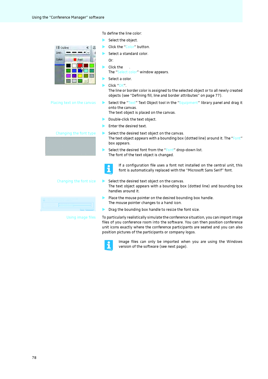 Sennheiser ADN instruction manual Changing the font type, Changing the font size 