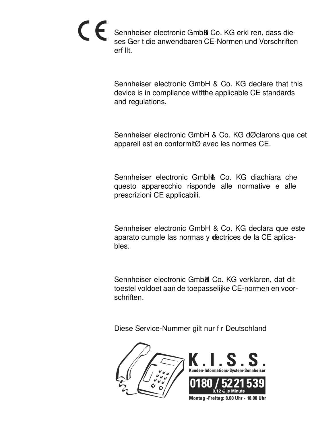 Sennheiser ASP 2 manual Konformitätserklärung, Approval, Certification, Certificazione, Autorizacion, Vergunning 