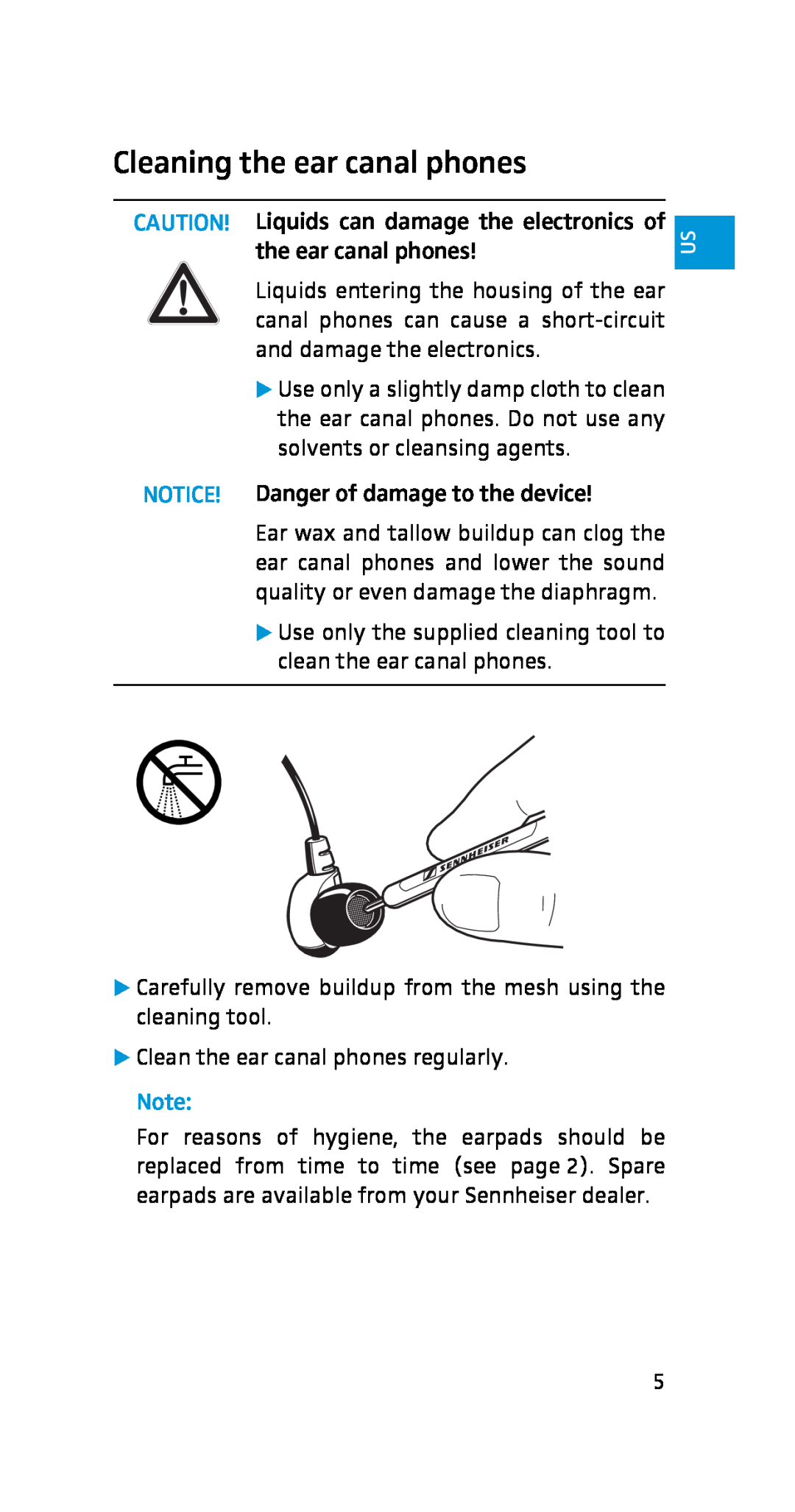 Sennheiser CX 6 Travel manual Cleaning the ear canal phones 