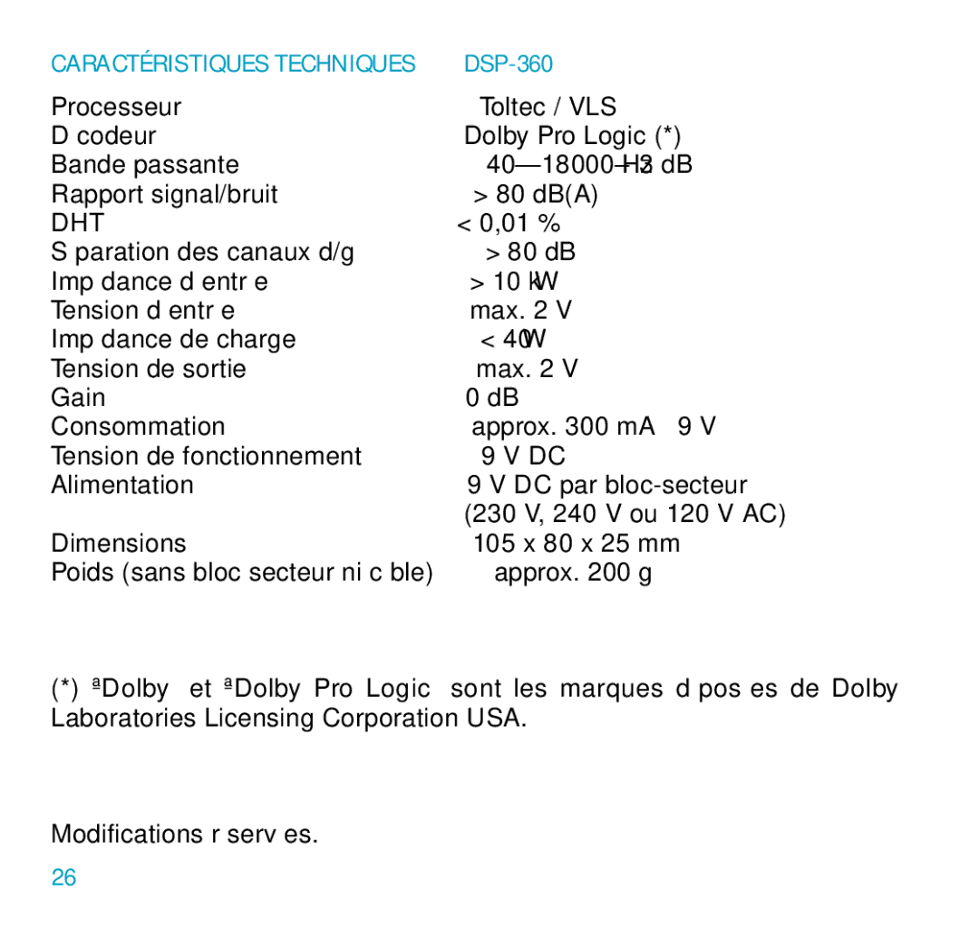 Sennheiser DSP 360 manual DSP-360 