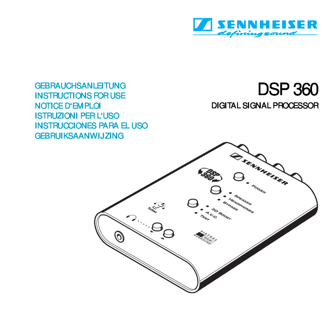 Sennheiser DSP 360 manual Gebrauchsanleitung, Instructions For Use, Notice D‘Emploi, Istruzioni Per L‘Uso 