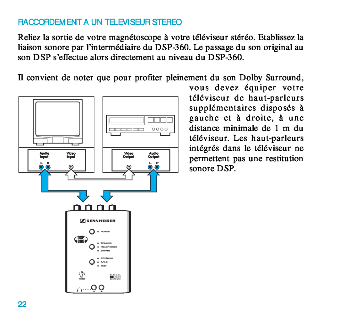 Sennheiser DSP 360 manual Raccordement A Un Televiseur Stereo 