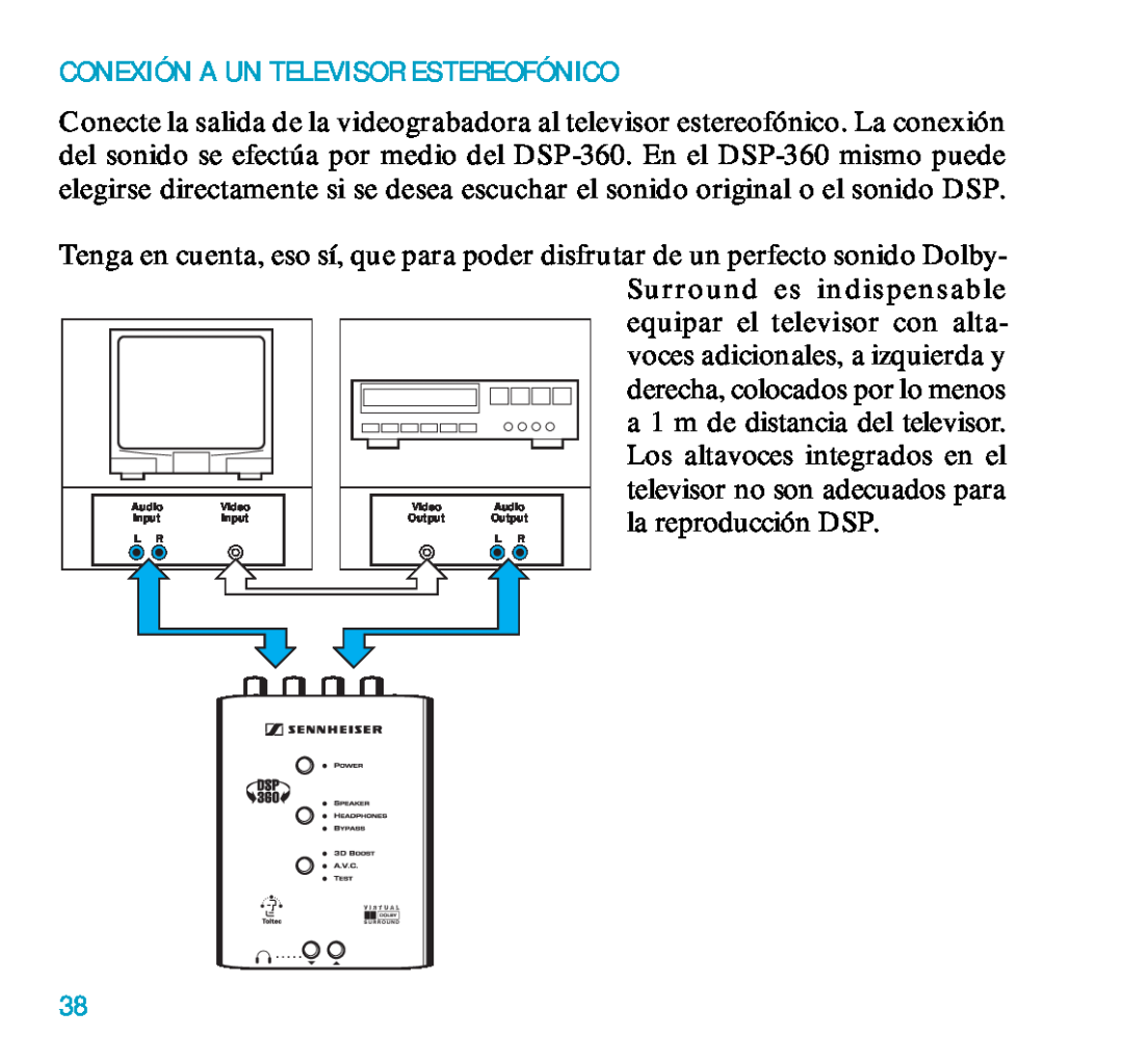 Sennheiser DSP 360 manual Conexión A Un Televisor Estereofónico, Surround es indispensable 