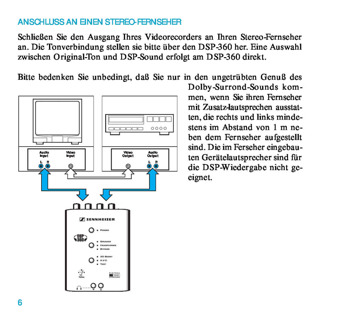 Sennheiser DSP 360 manual Anschluss An Einen Stereo-Fernseher 