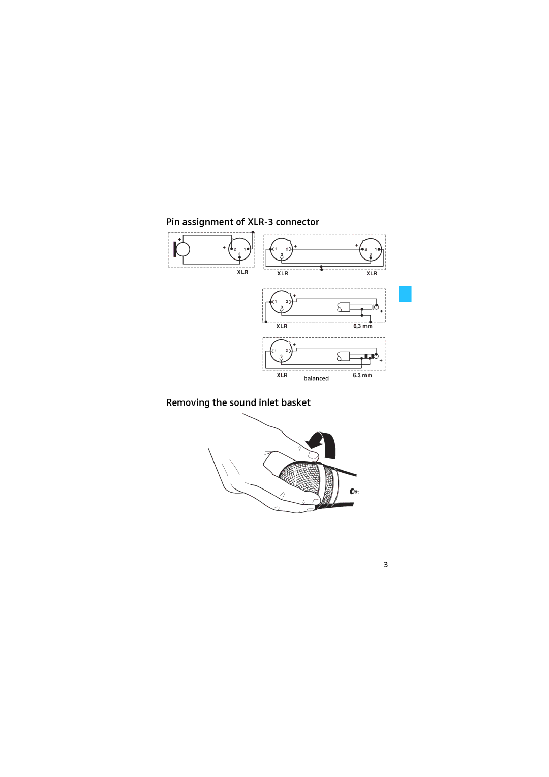 Sennheiser E-845S, THREEPACK manual Removing the sound inlet basket 