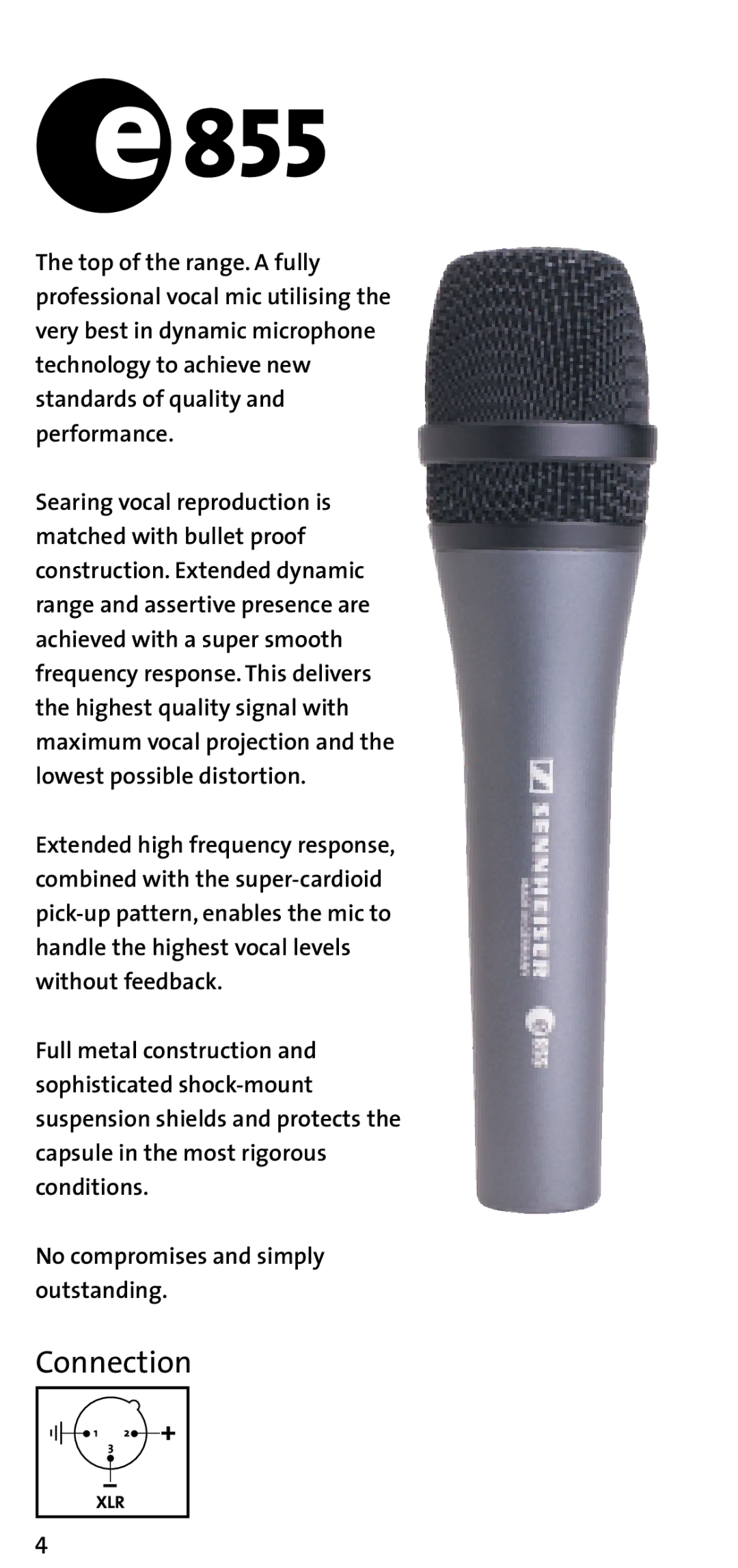 Sennheiser e 855 user manual Connection 