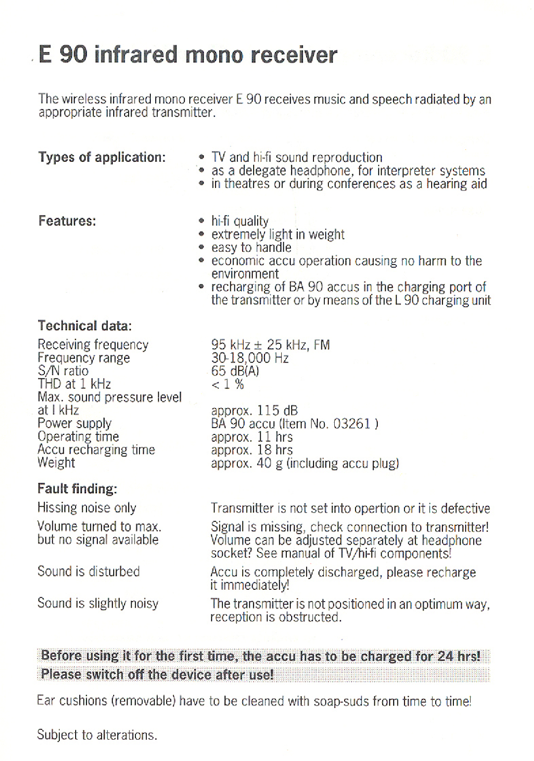 Sennheiser E 90 manual 