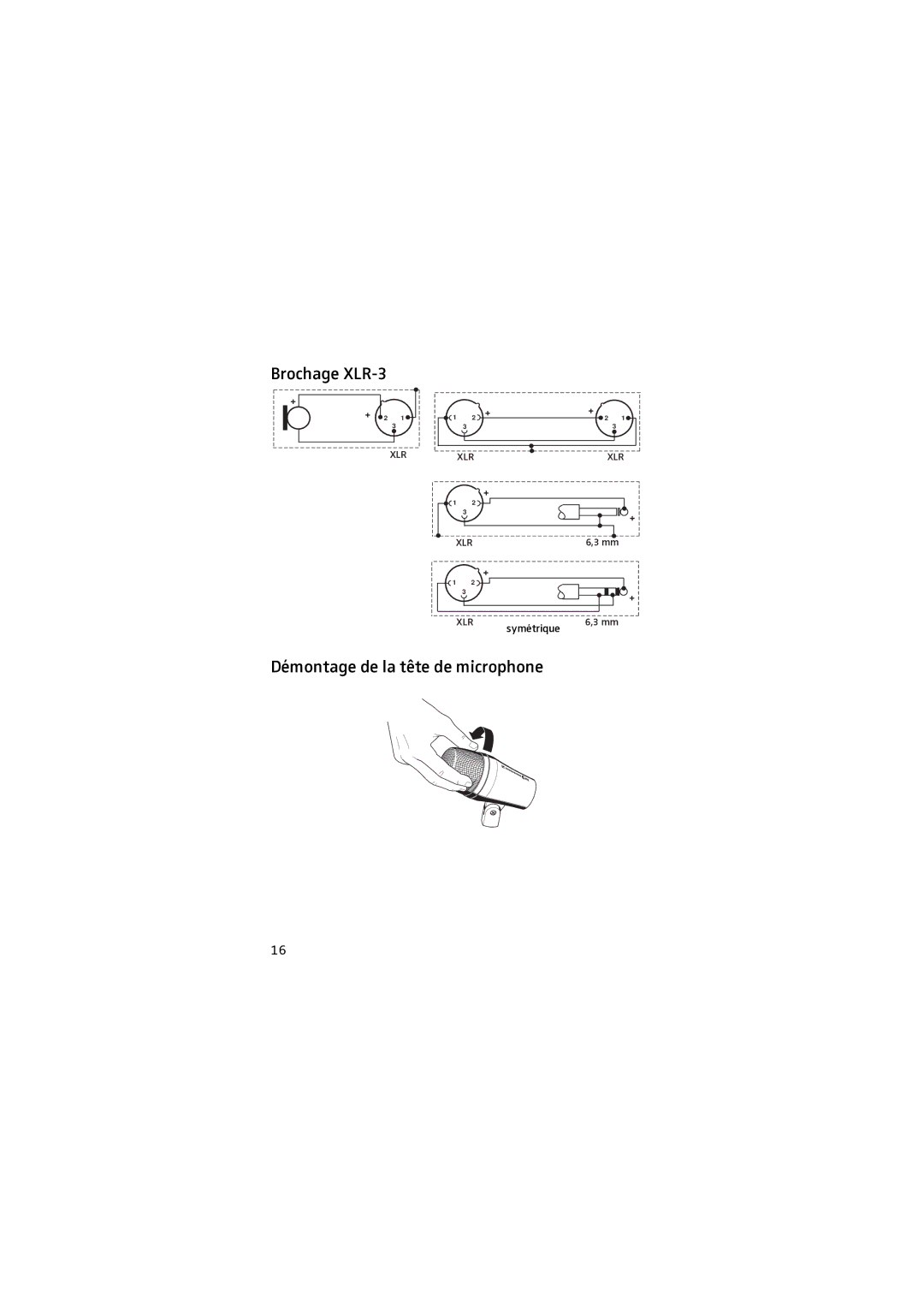 Sennheiser E 902 manual Brochage XLR-3, Démontage de la tête de microphone 