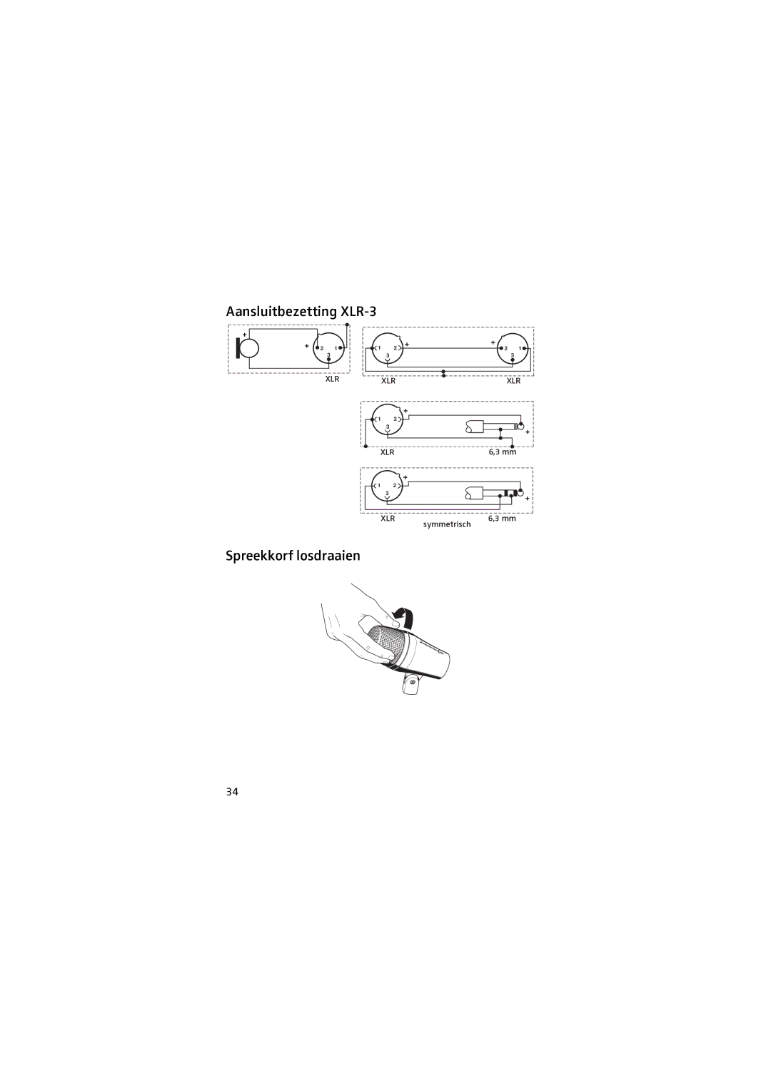 Sennheiser E 902 manual Aansluitbezetting XLR-3 