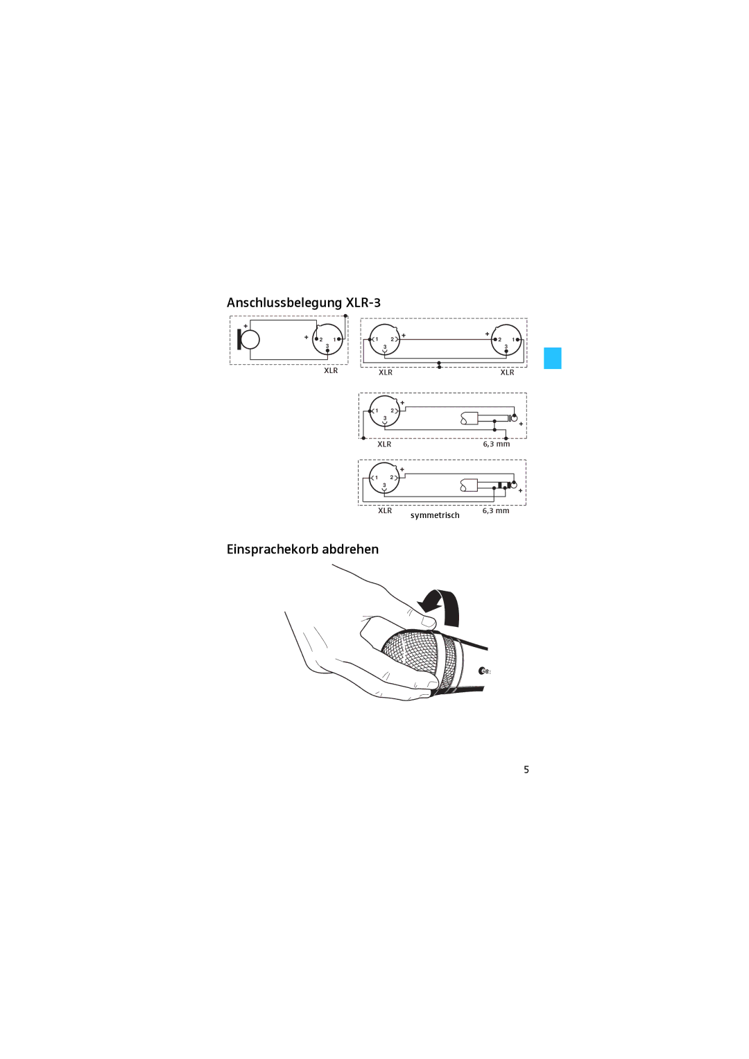 Sennheiser e840S manual Einsprachekorb abdrehen 