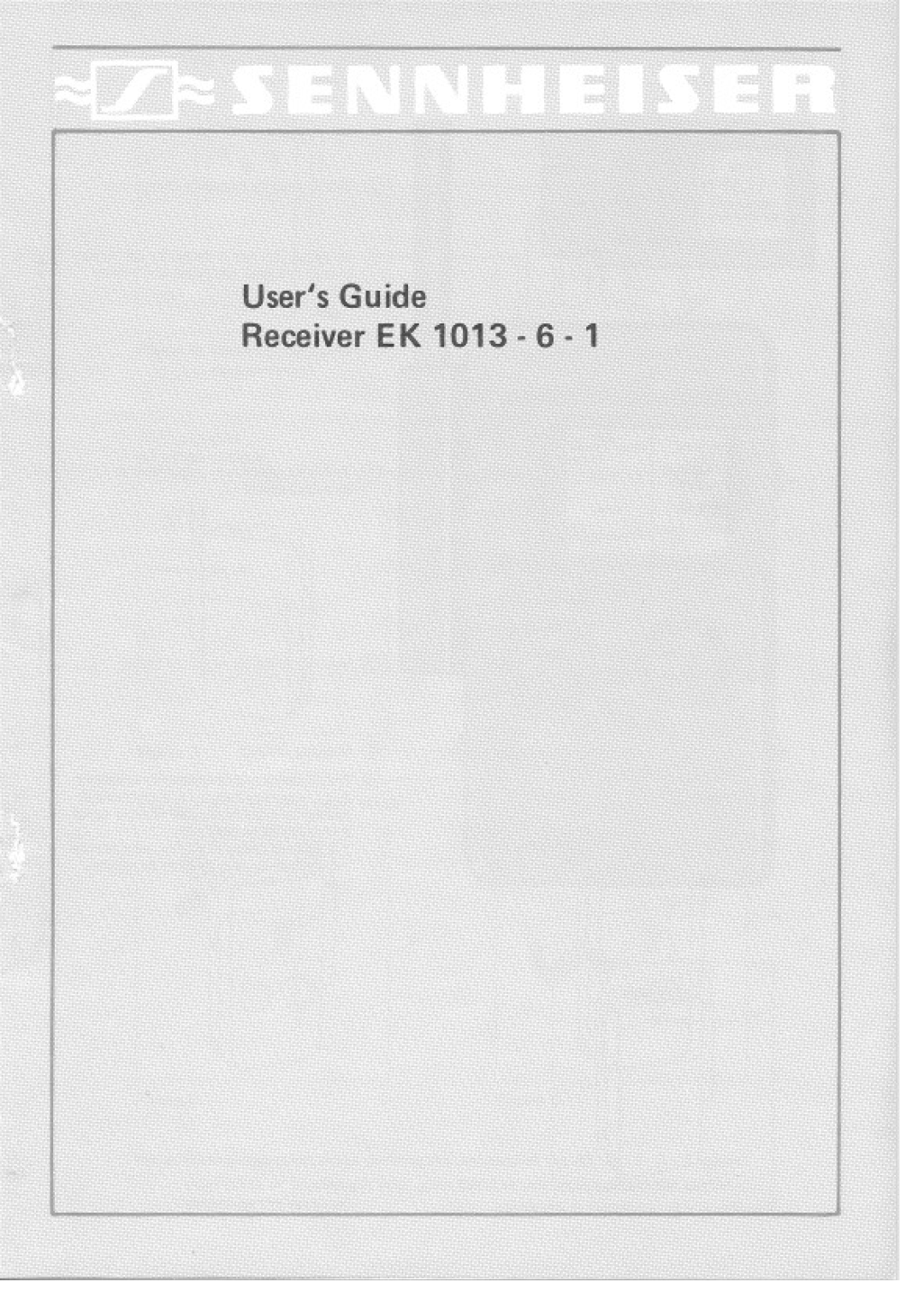 Sennheiser EK 1013-6-1 manual 
