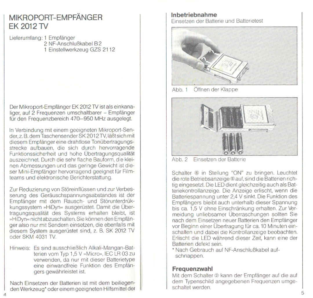 Sennheiser EK 2012 TV manual 