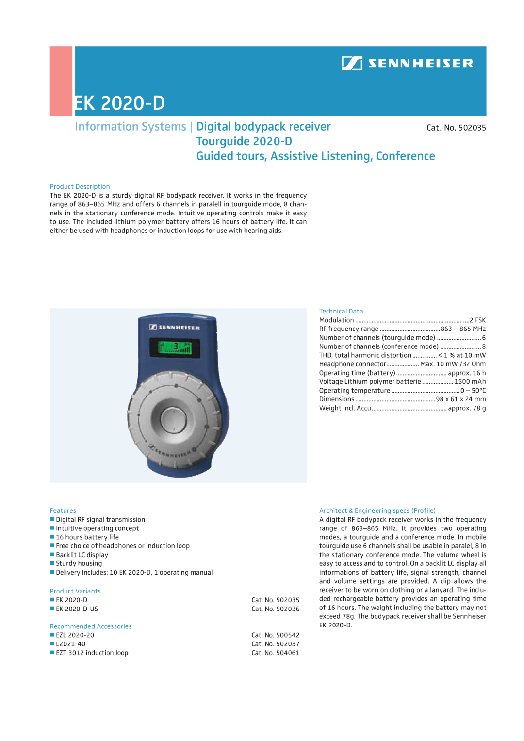 Sennheiser EK 2020-D dimensions Fsk 