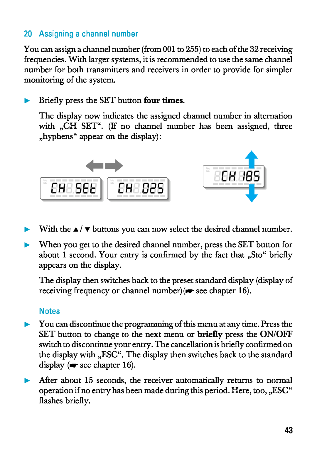 Sennheiser EK 3041-U manual Assigning a channel number, Notes 