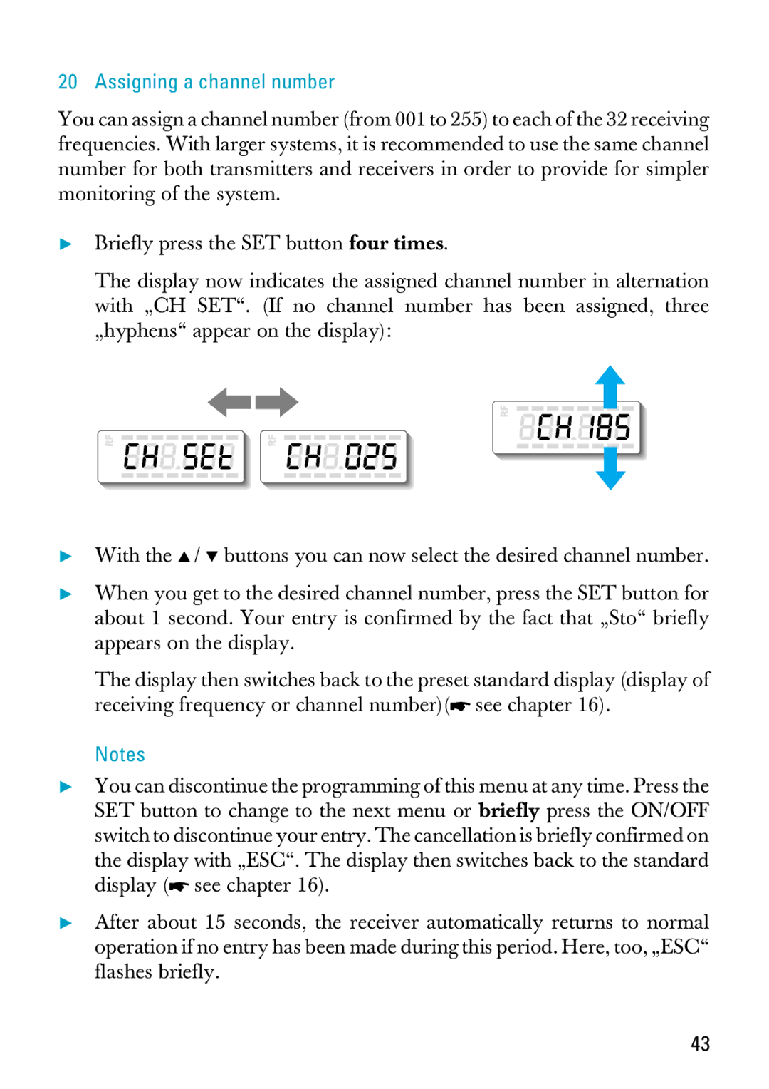 Sennheiser EK 3041-U manual Assigning a channel number 