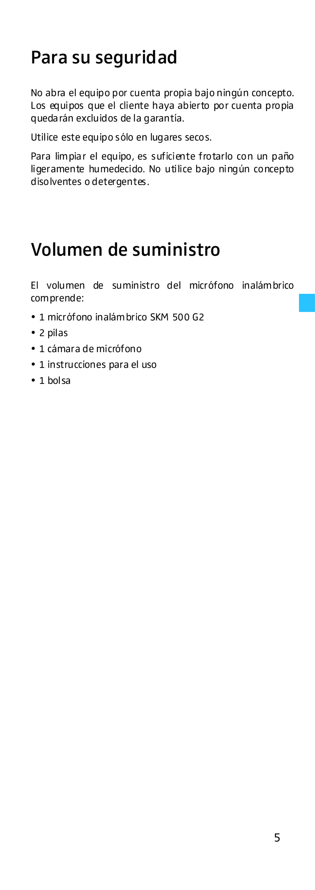 Sennheiser EK 500 manual Para su seguridad, Volumen de suministro 