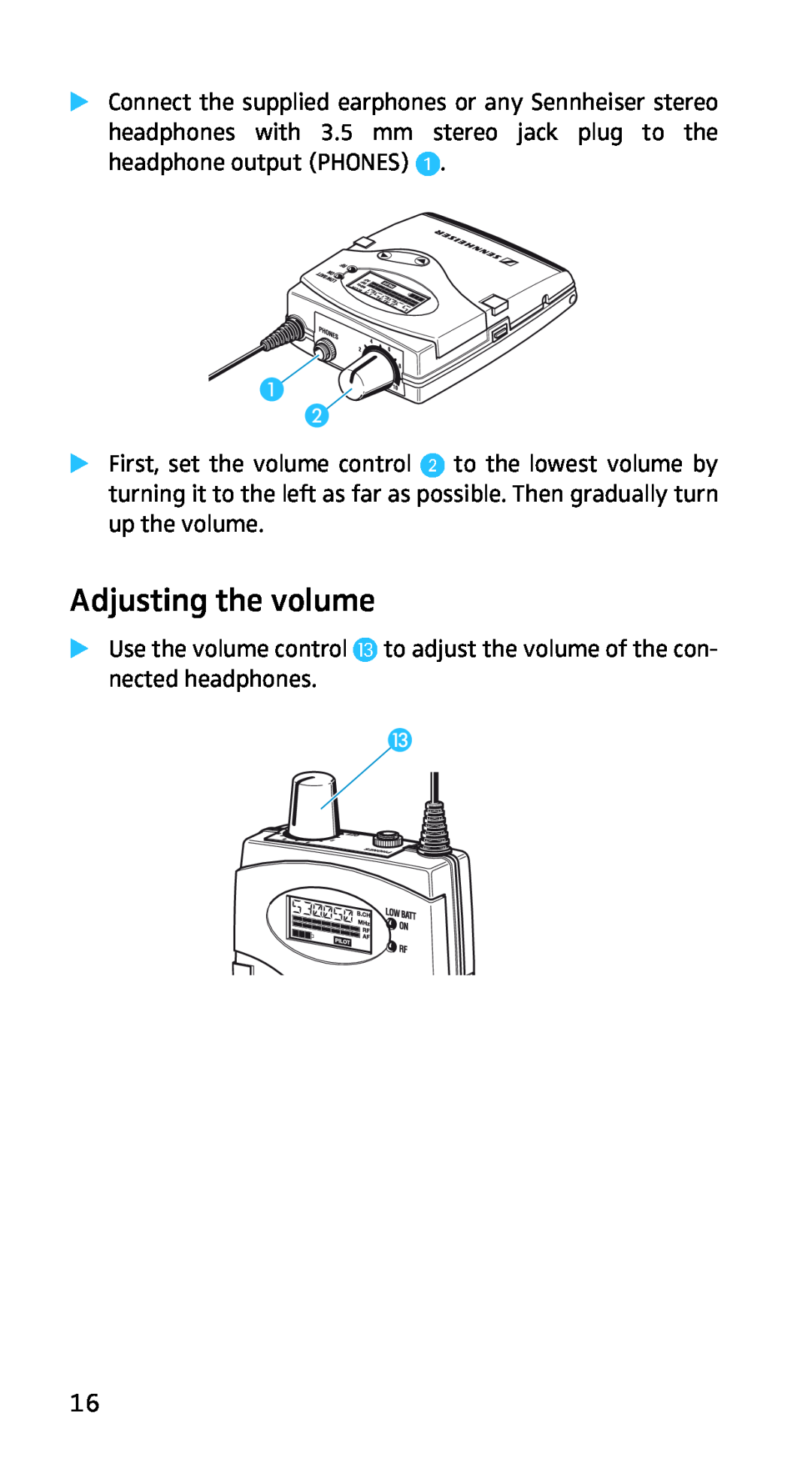 Sennheiser EK3253 manual Adjusting the volume 