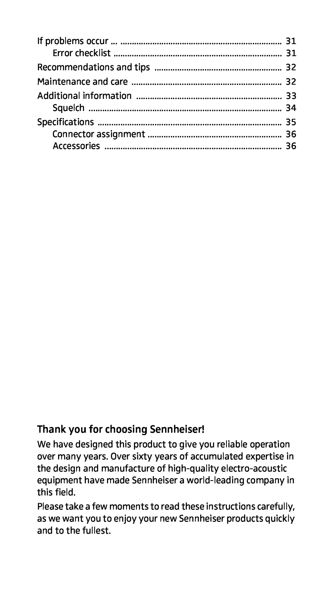 Sennheiser EK3253 manual Thank you for choosing Sennheiser 